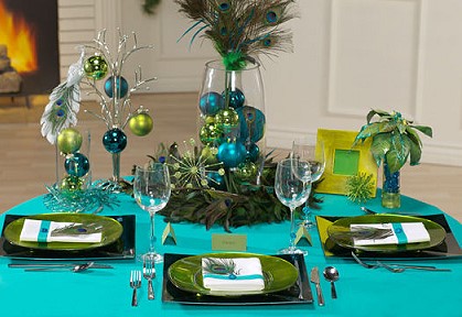 Зеленый новогодний стол